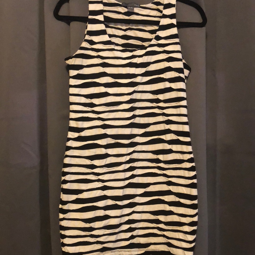 Black and white striped mini dress